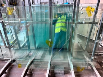 Thermocouples positioned on glass during heat-soak oven calibration