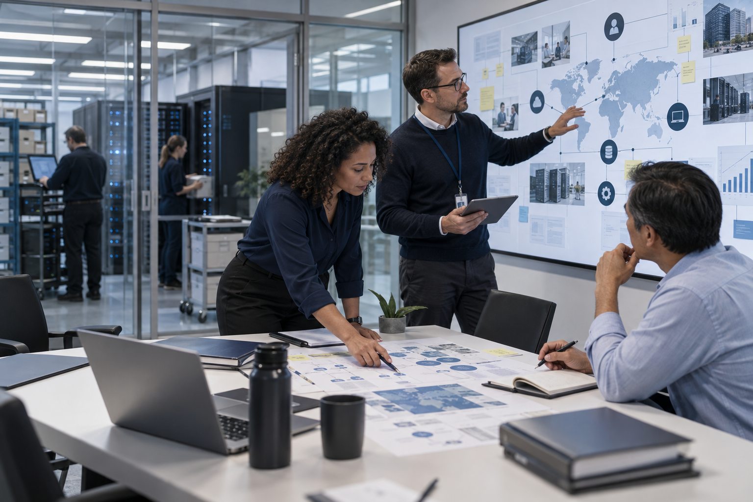 Team reviewing information security risks